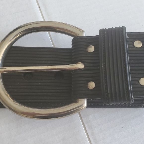 Gilles Herve Paris France Rubber Belt Chrome Buckle - Picture 2 of 5